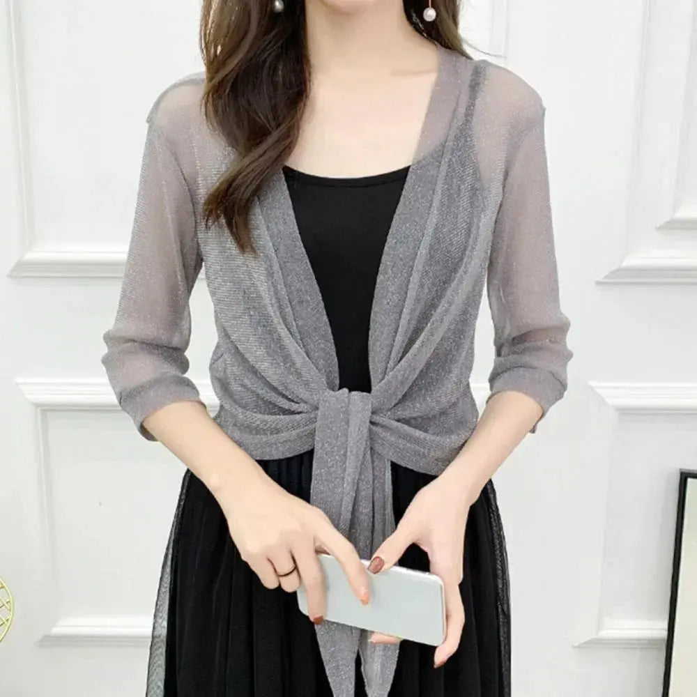 Radiant Lace-Up Cardigan - Sheer Elegance by BIANCA - Lizabella Fashion