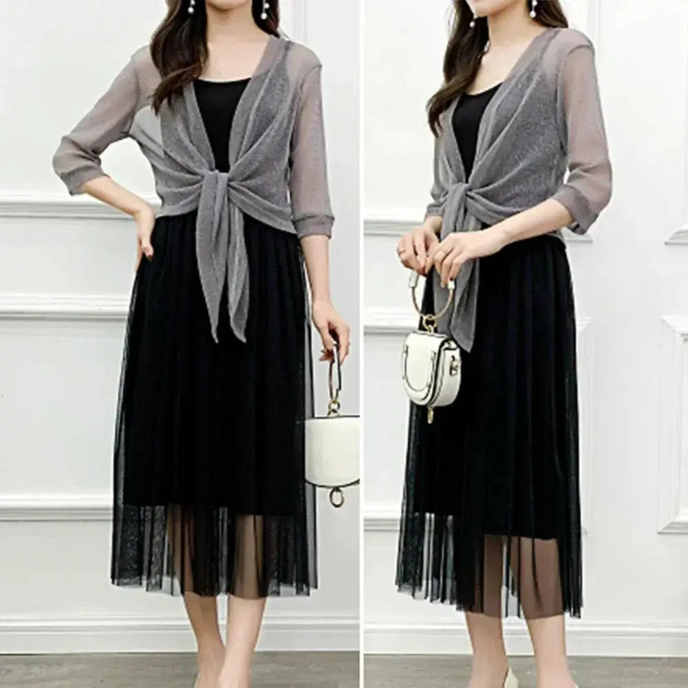 Radiant Lace-Up Cardigan - Sheer Elegance by BIANCA - Lizabella Fashion