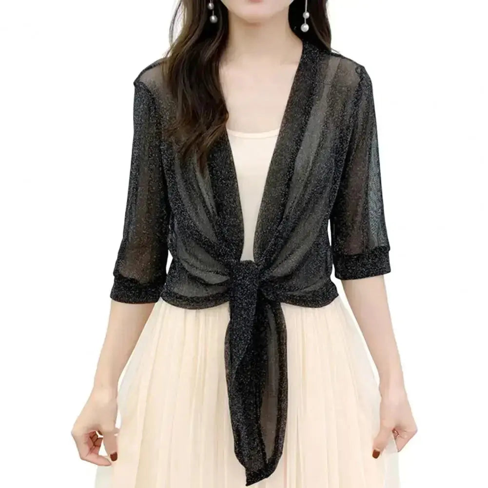 Radiant Lace-Up Cardigan - Sheer Elegance by BIANCA - Lizabella Fashion
