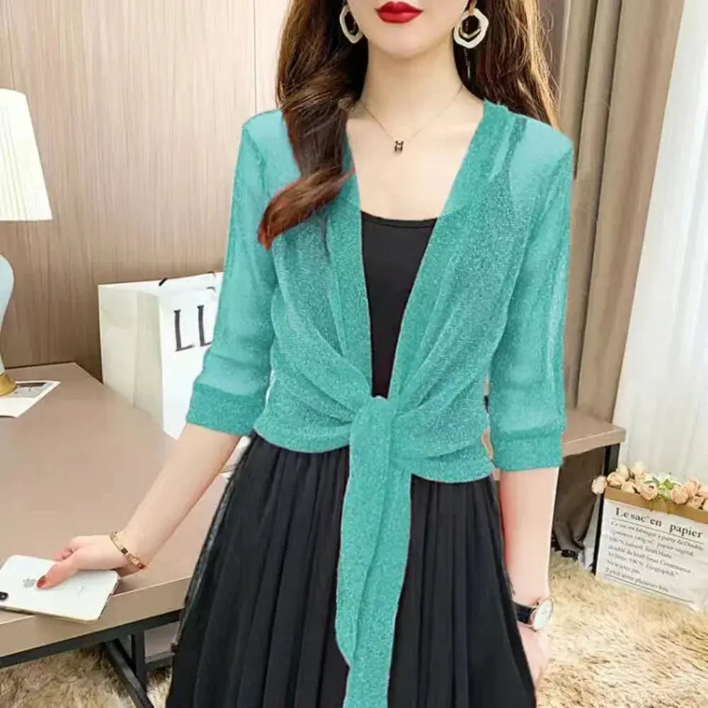 Radiant Lace-Up Cardigan - Sheer Elegance by BIANCA - Lizabella Fashion