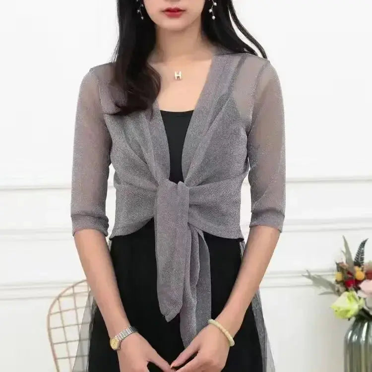 Radiant Lace-Up Cardigan - Sheer Elegance by BIANCA - Lizabella Fashion