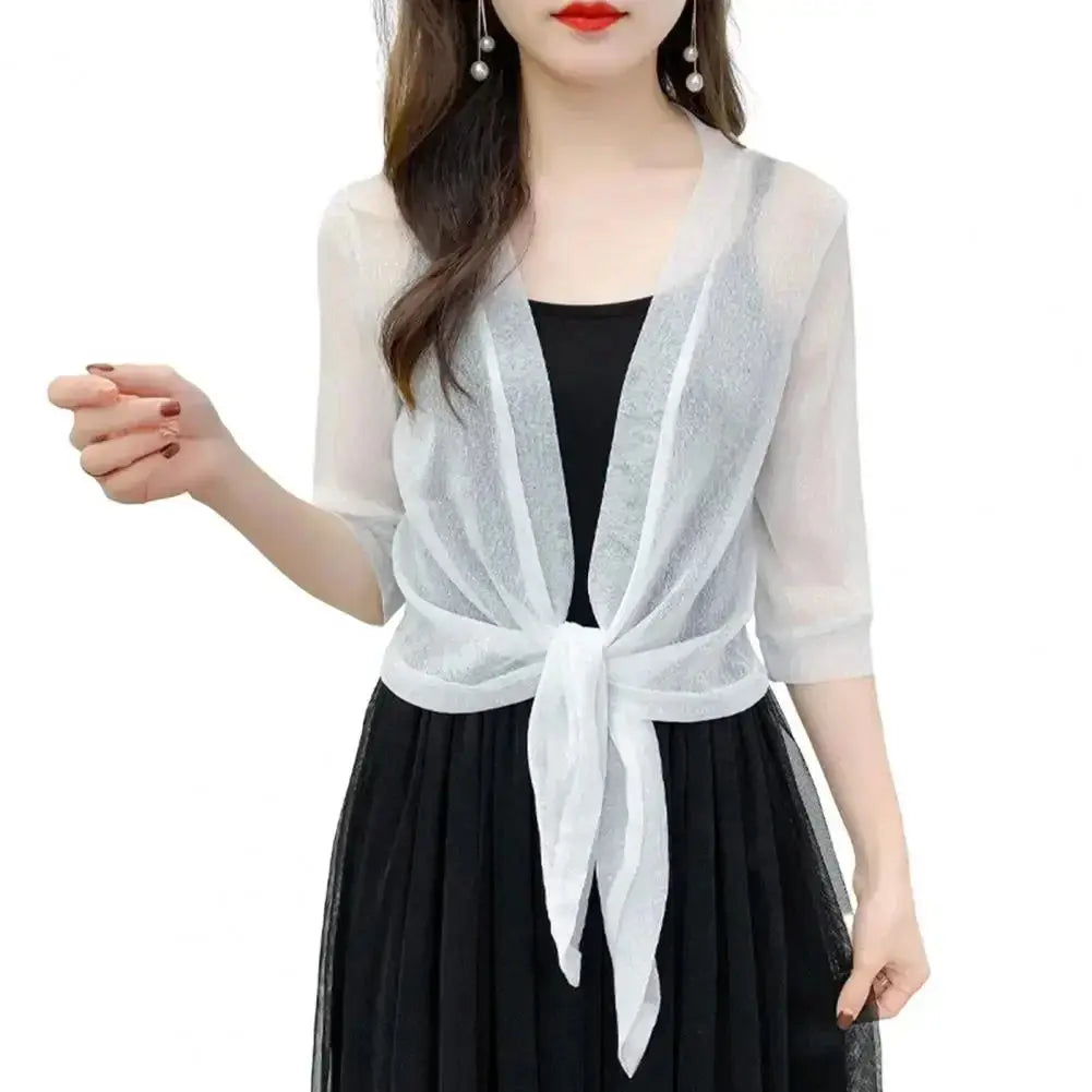 Radiant Lace-Up Cardigan - Sheer Elegance by BIANCA - Lizabella Fashion