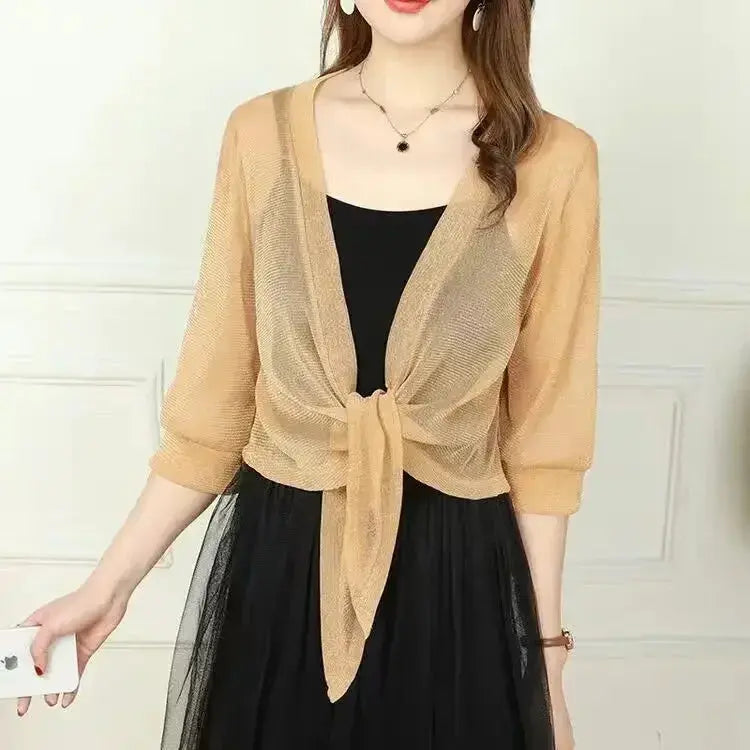 Radiant Lace-Up Cardigan - Sheer Elegance by BIANCA - Lizabella Fashion