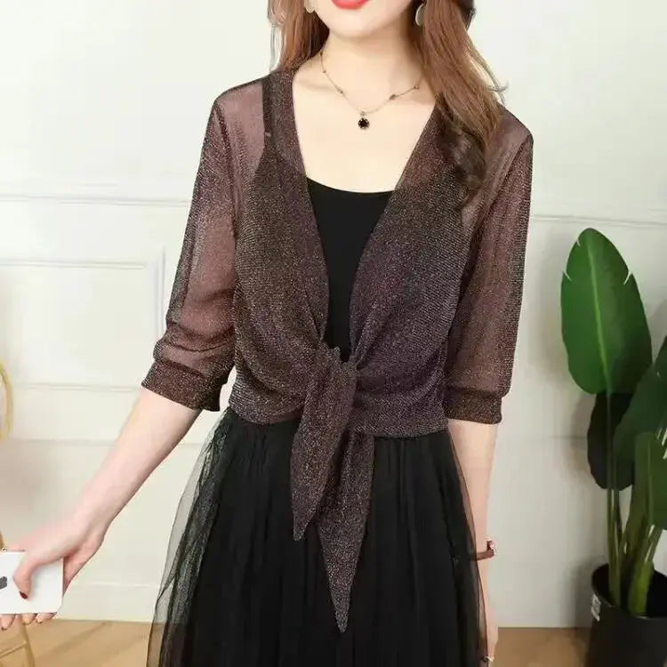 Radiant Lace-Up Cardigan - Sheer Elegance by BIANCA - Lizabella Fashion