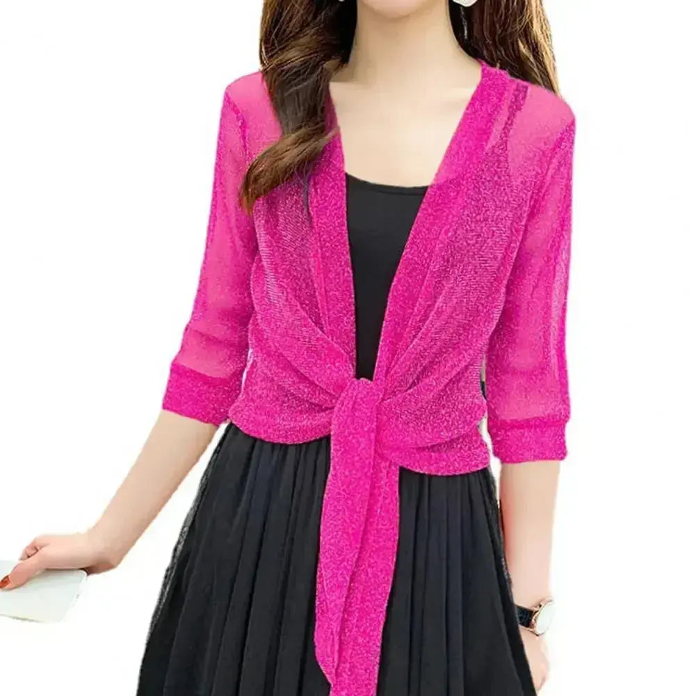 Radiant Lace-Up Cardigan - Sheer Elegance by BIANCA - Lizabella Fashion