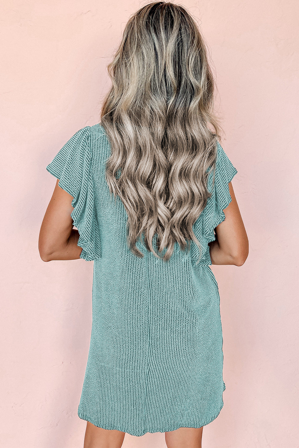 Ribbed Mini Dress with Butterfly Sleeves - Grace Meets Playful Elegance