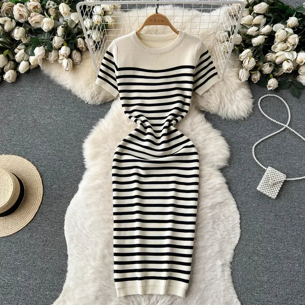 ADELINE | Striped Knit Beach Dress