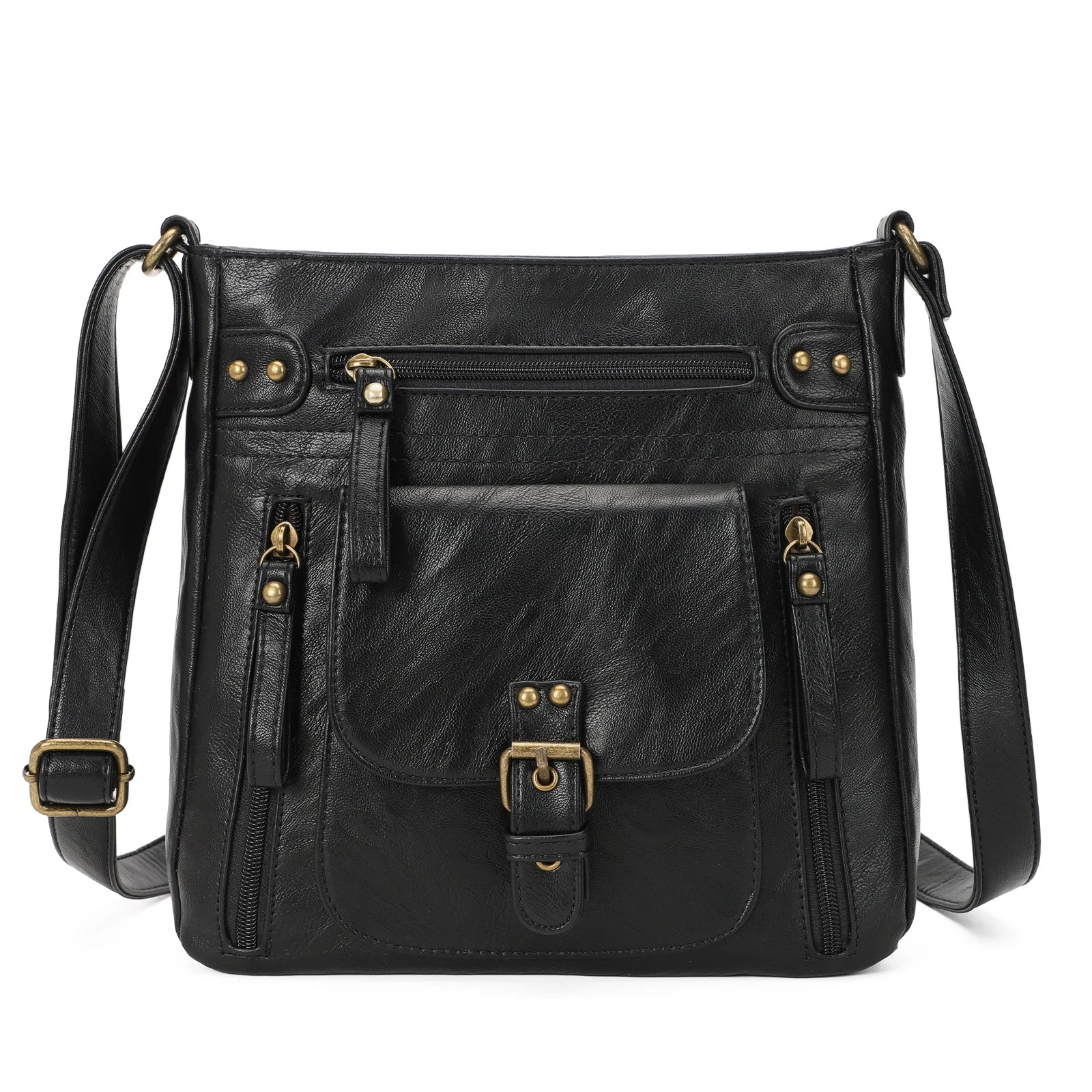Angie | Women's Multi-Pocket Leather Crossbody Messenger Bag