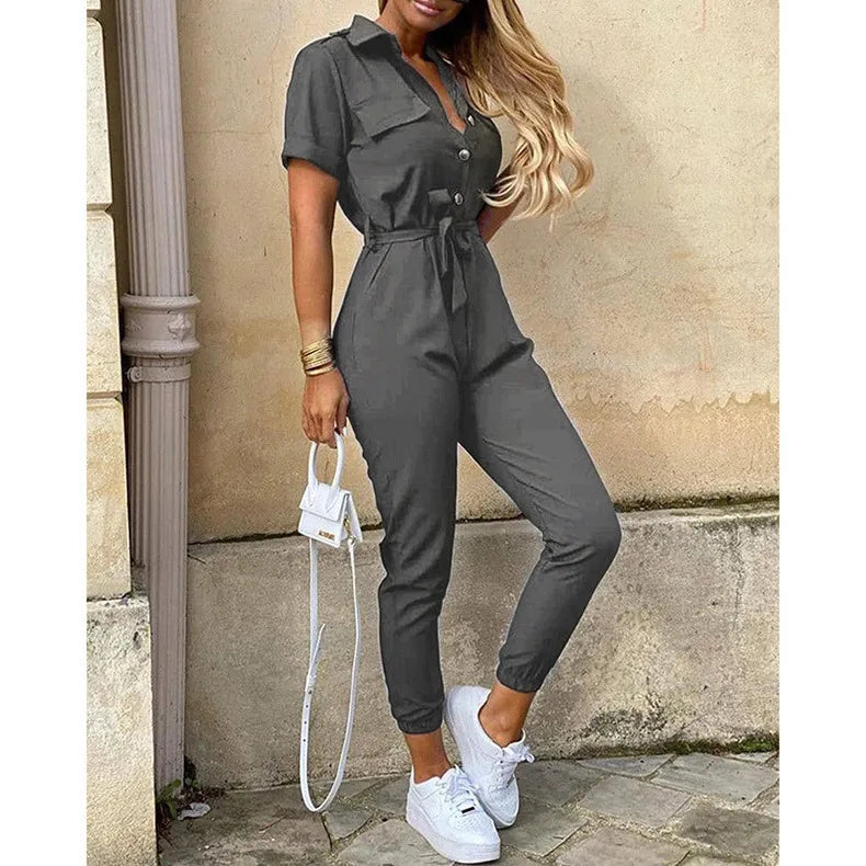 LOVITA | Stylish Collared Jumpsuit for Effortless Elegance - Lizabella Fashion