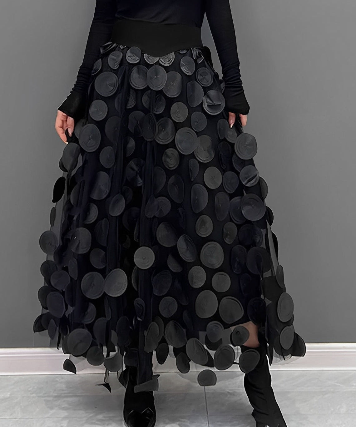 LAURA | Black Skirt with Dots