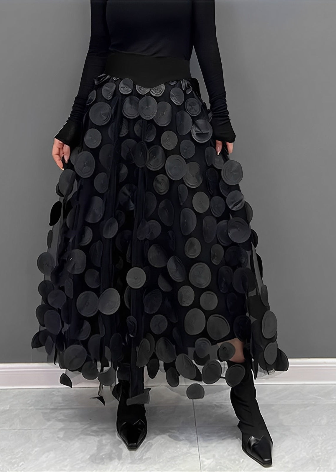 LAURA | Black Skirt with Dots