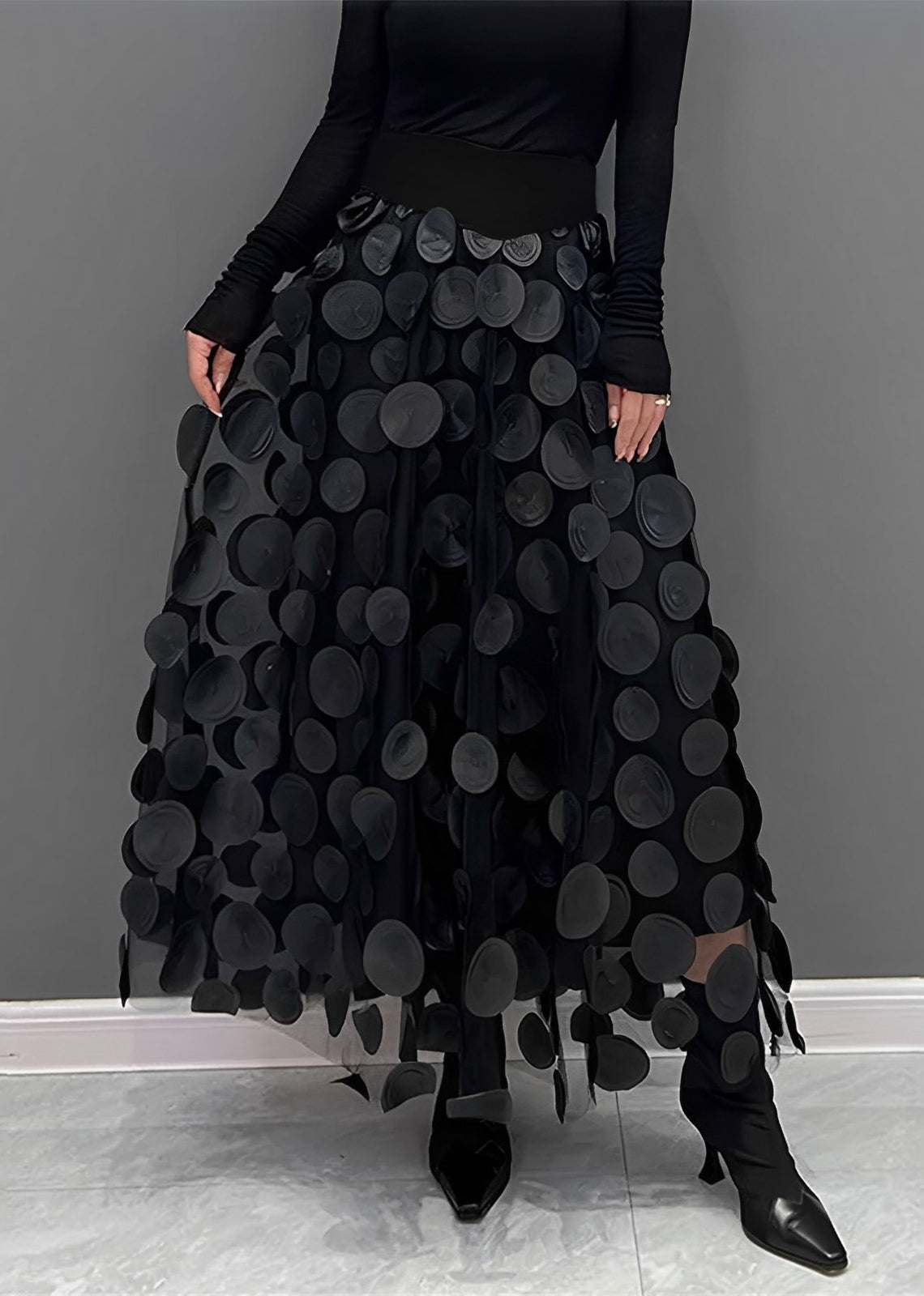 LAURA | Black Skirt with Dots