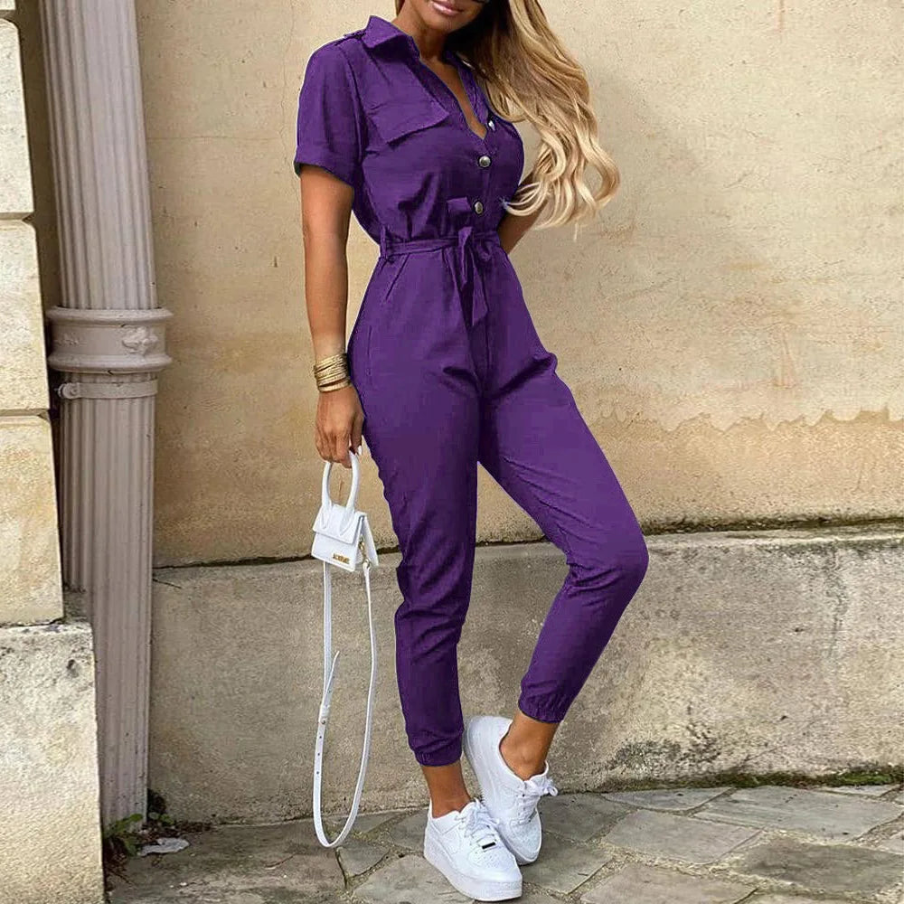 LOVITA | Stylish Collared Jumpsuit for Effortless Elegance - Lizabella Fashion