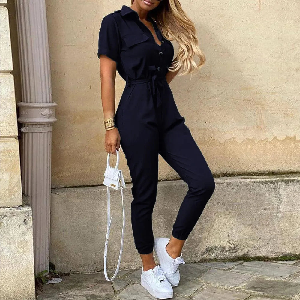 LOVITA | Stylish Collared Jumpsuit for Effortless Elegance - Lizabella Fashion