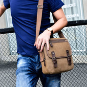 Raul | Small Multi-Pocket Canvas Crossbody Messenger Bag