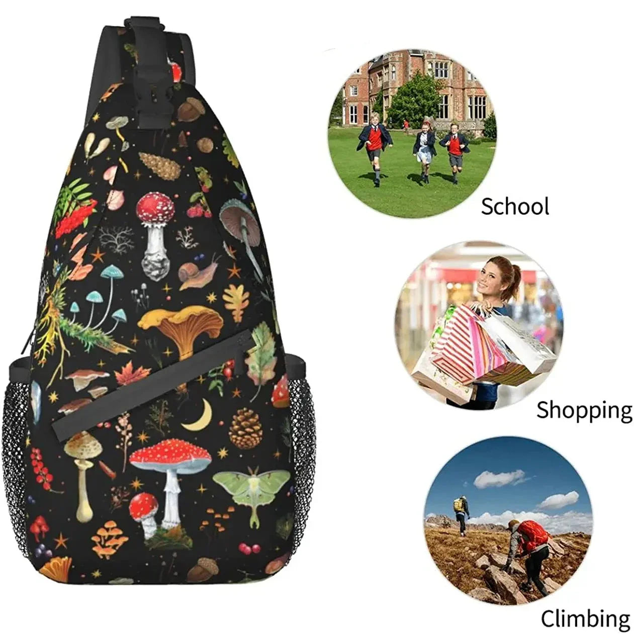 Keyla | Mushroom Print Crossbody Sling Bag