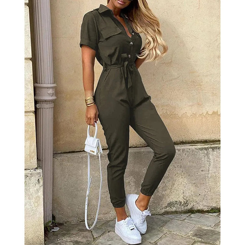 LOVITA | Stylish Collared Jumpsuit for Effortless Elegance - Lizabella Fashion