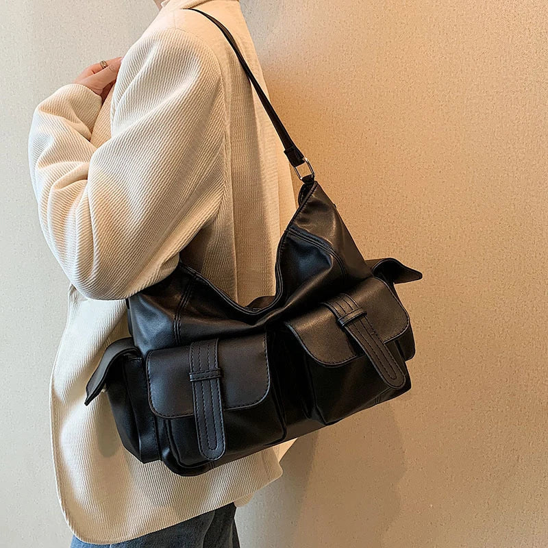 Jayceon | Large Capacity Punk Motorcycle Leather Crossbody Messenger Bag