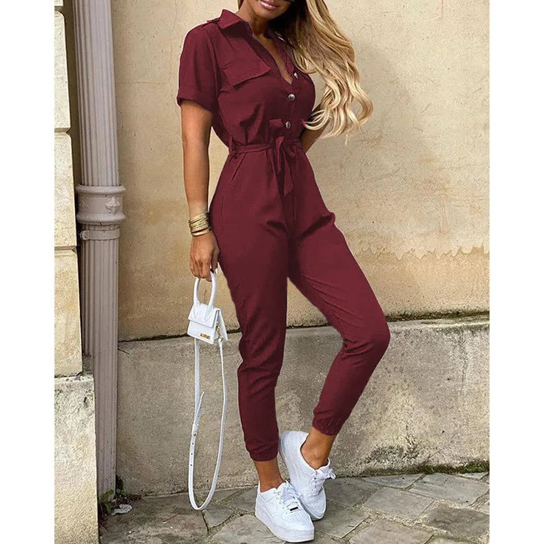 LOVITA | Stylish Collared Jumpsuit for Effortless Elegance - Lizabella Fashion
