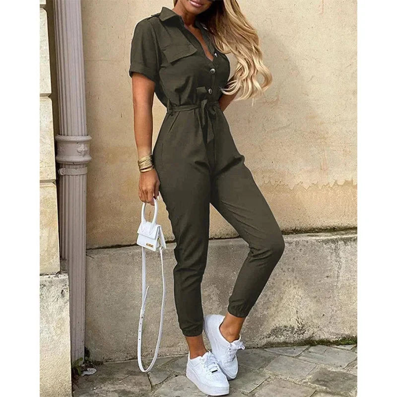 LOVITA | Stylish Collared Jumpsuit for Effortless Elegance - Lizabella Fashion