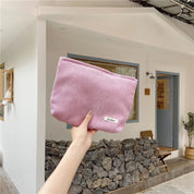 Spacious Corduroy Travel Makeup Bag with Secure Zipper Closure