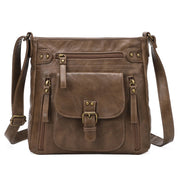 Angie | Women's Multi-Pocket Leather Crossbody Messenger Bag
