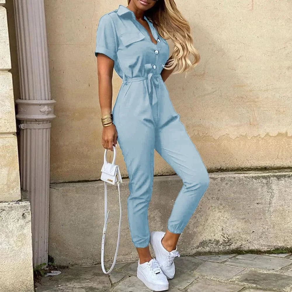 LOVITA | Stylish Collared Jumpsuit for Effortless Elegance - Lizabella Fashion
