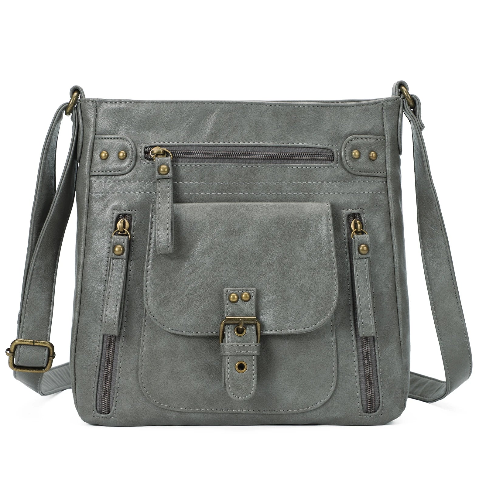 Angie | Women's Multi-Pocket Leather Crossbody Messenger Bag