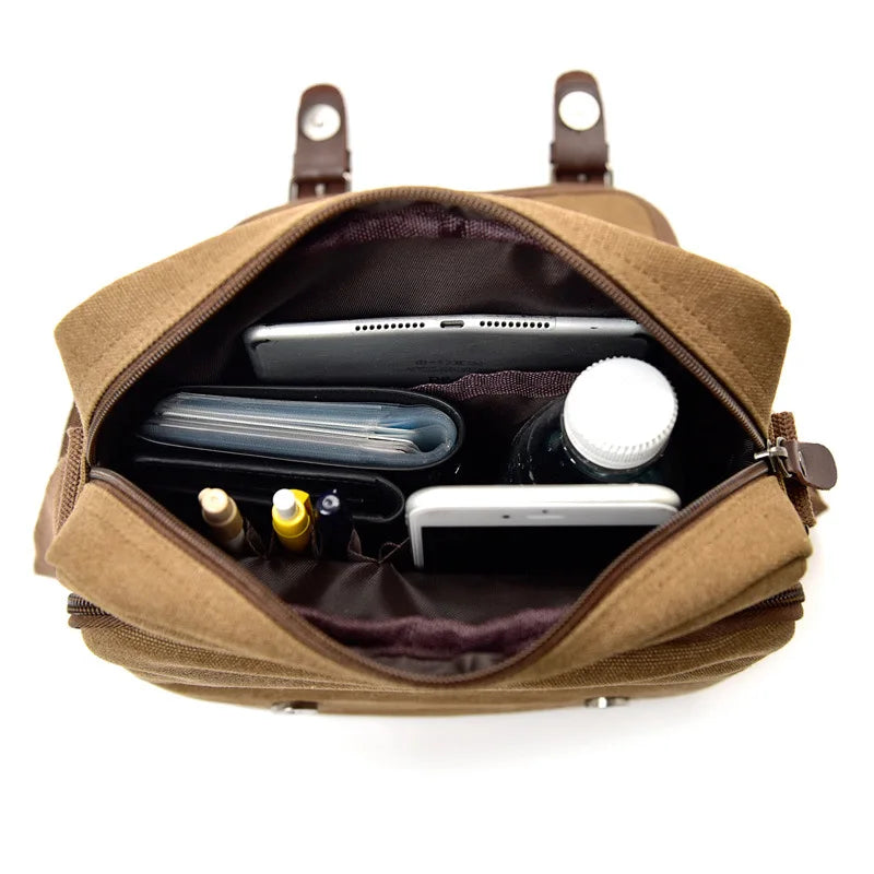 Raul | Small Multi-Pocket Canvas Crossbody Messenger Bag
