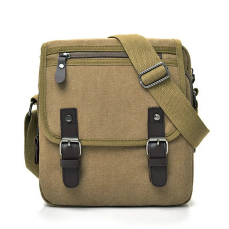 Raul | Small Multi-Pocket Canvas Crossbody Messenger Bag