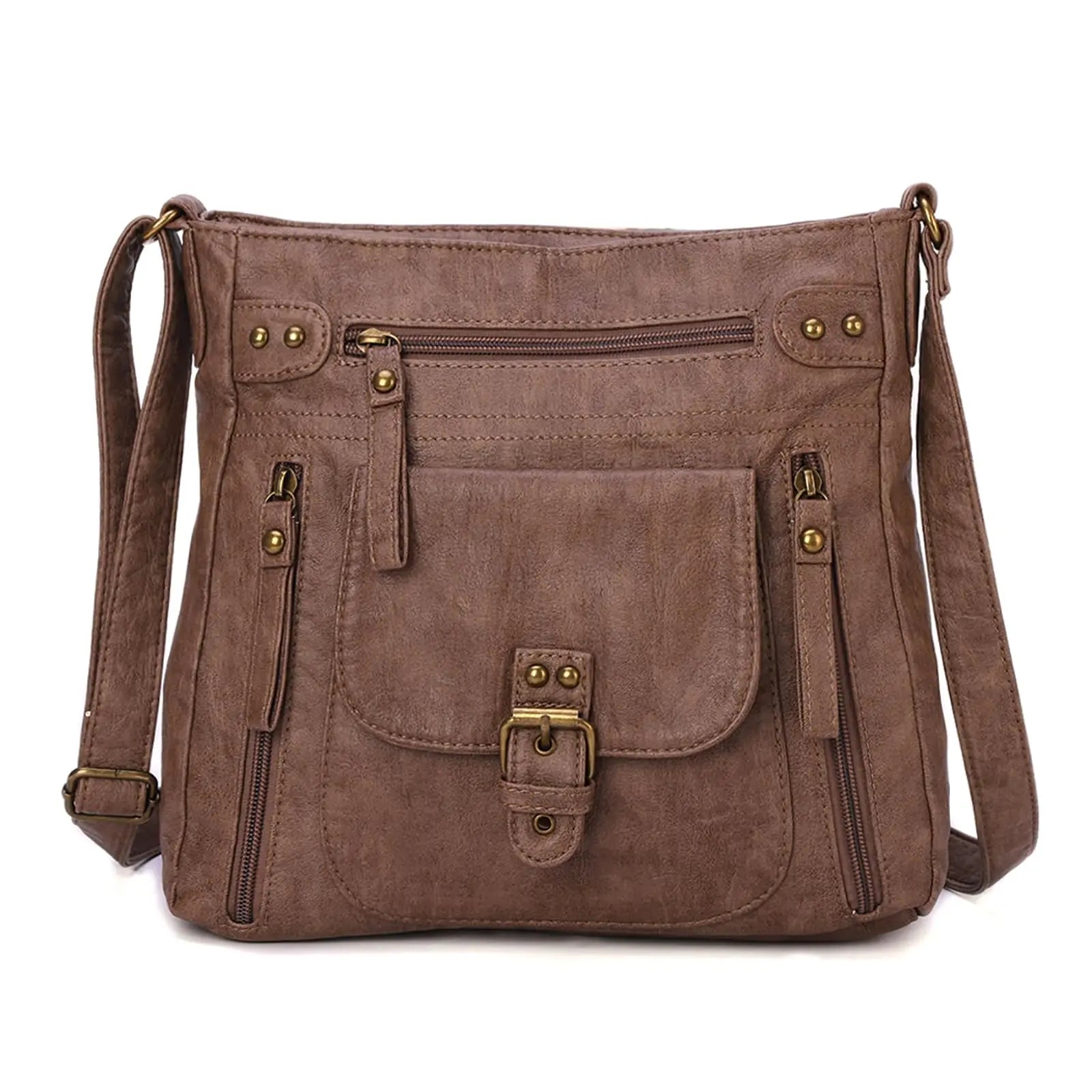 Angie | Women's Multi-Pocket Leather Crossbody Messenger Bag