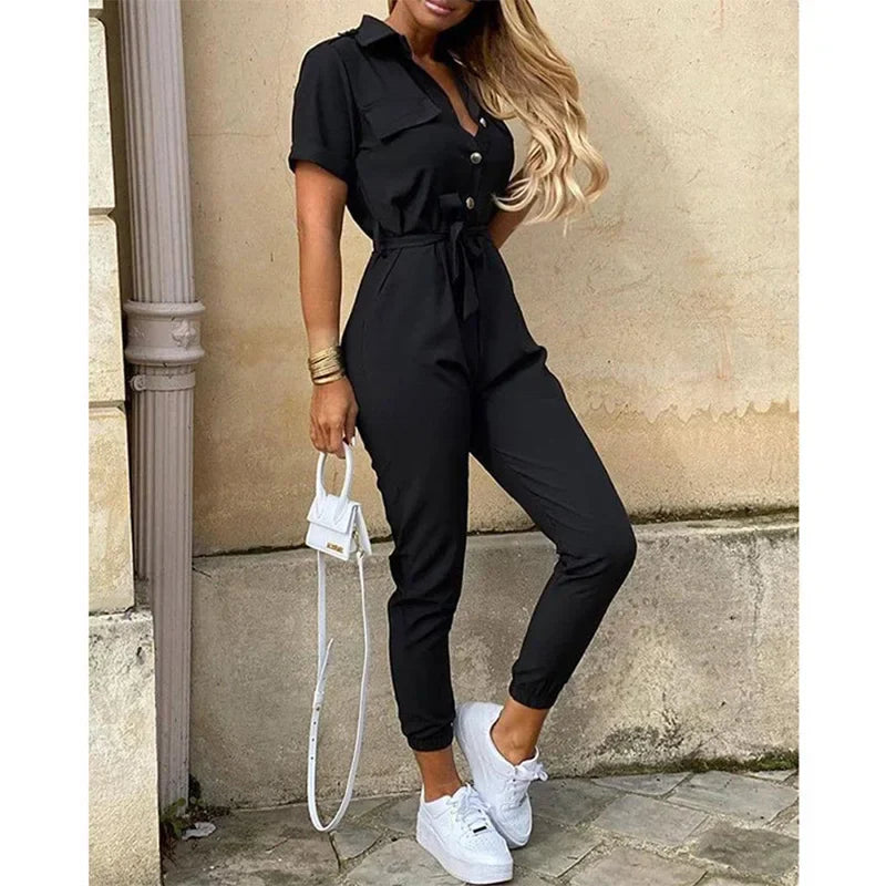 LOVITA | Stylish Collared Jumpsuit for Effortless Elegance - Lizabella Fashion