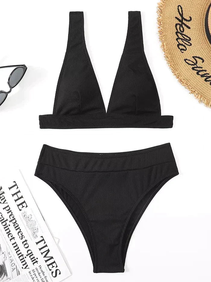 Olivia | High-Waisted Ribbed Swimwear Set