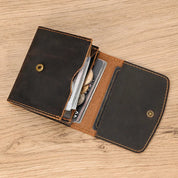 Zhuri | Vintage Bifold Cow Leather Travel Wallet with Snap Button