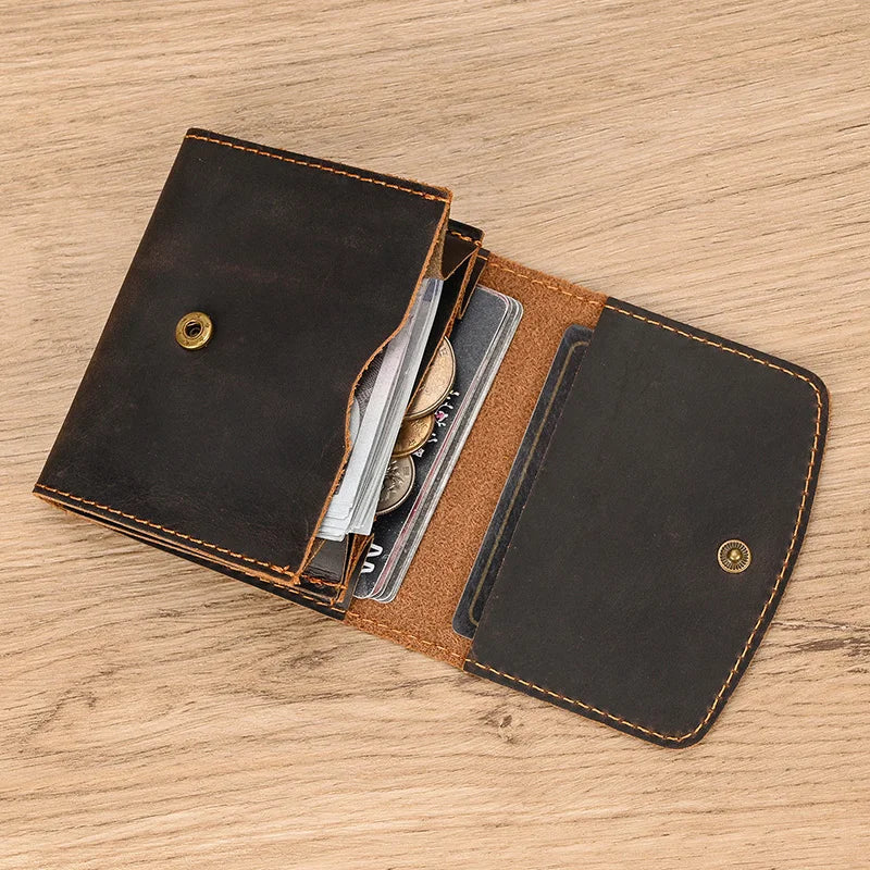 Zhuri | Vintage Bifold Cow Leather Travel Wallet with Snap Button