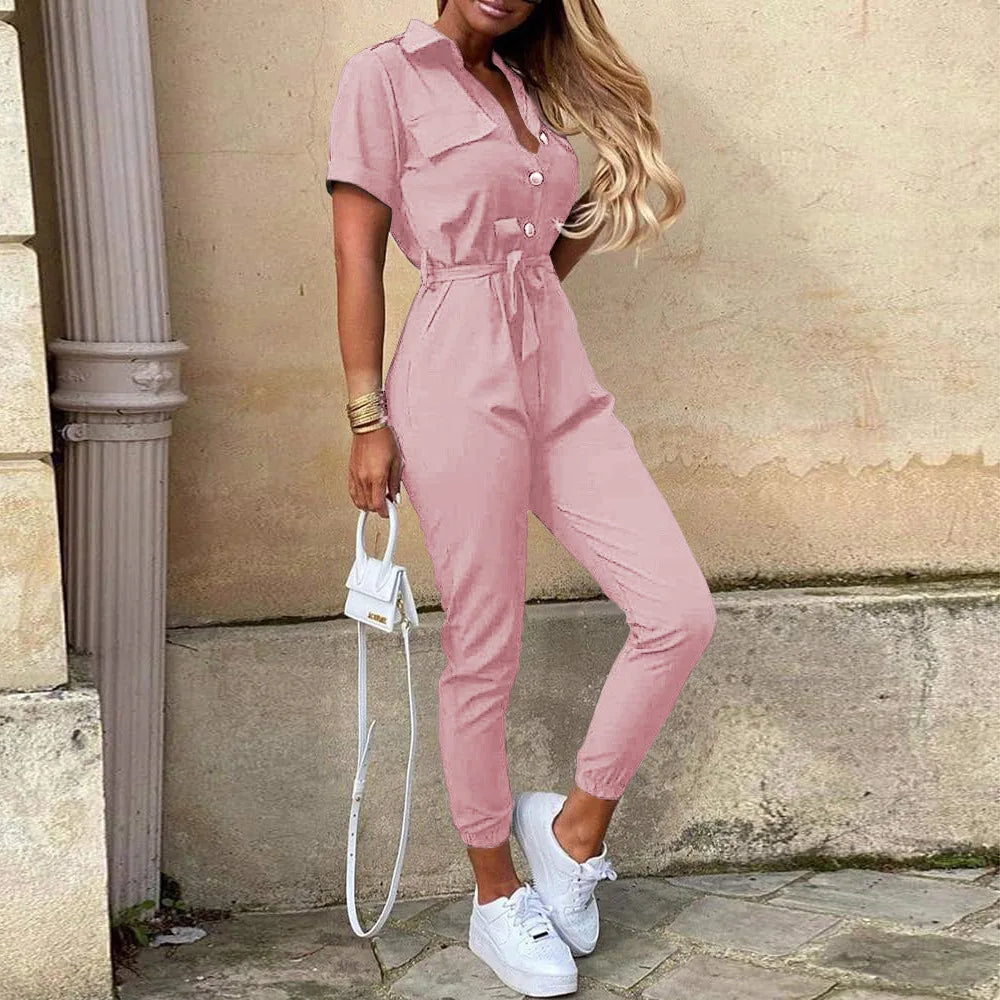 LOVITA | Stylish Collared Jumpsuit for Effortless Elegance - Lizabella Fashion