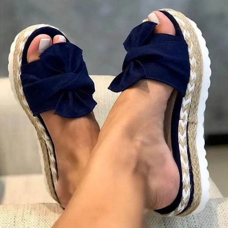 Scarlet Bliss | Chic Summer Sandals with Adorable Bow Detail - Lizabella Fashion