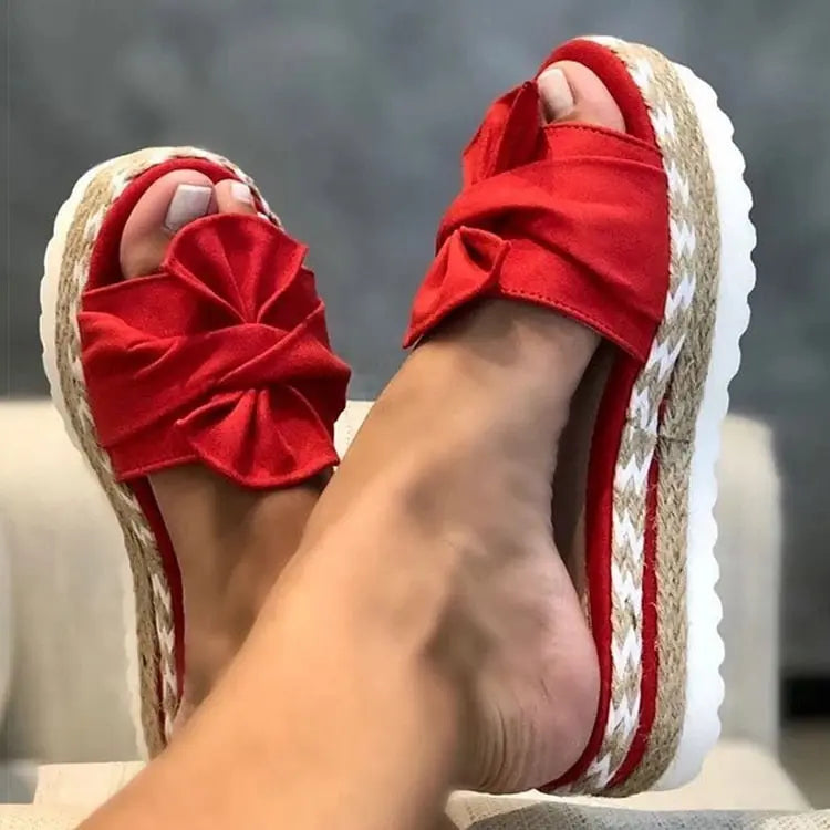 Scarlet Bliss | Chic Summer Sandals with Adorable Bow Detail - Lizabella Fashion