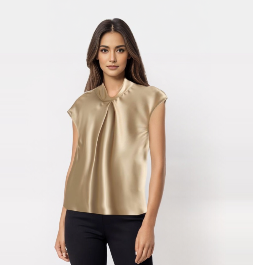 Leah | Elegant Satin Sleeveless Blouse