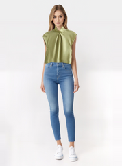 Leah | Elegant Satin Sleeveless Blouse
