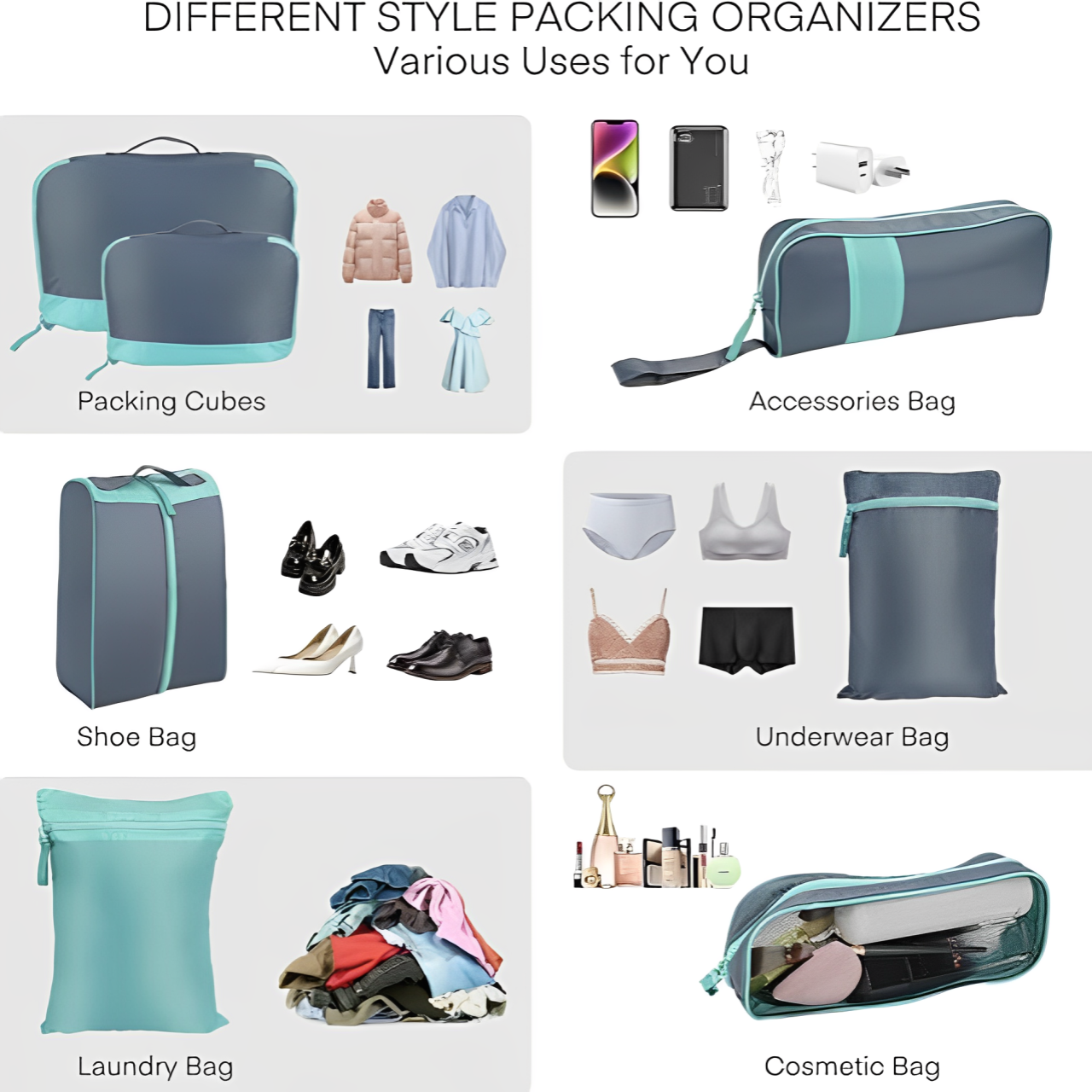 Sol | Multi-Functional & Versatile 7-Piece Set Travel Organizer