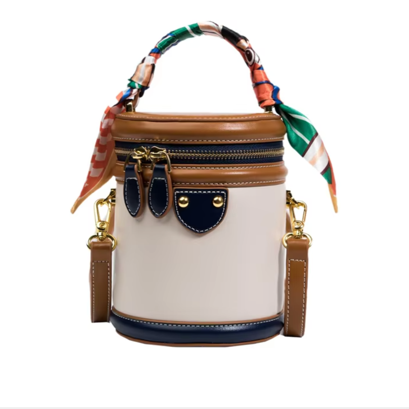 Mariah | Cylinder Crossbody Handbag with Scarf