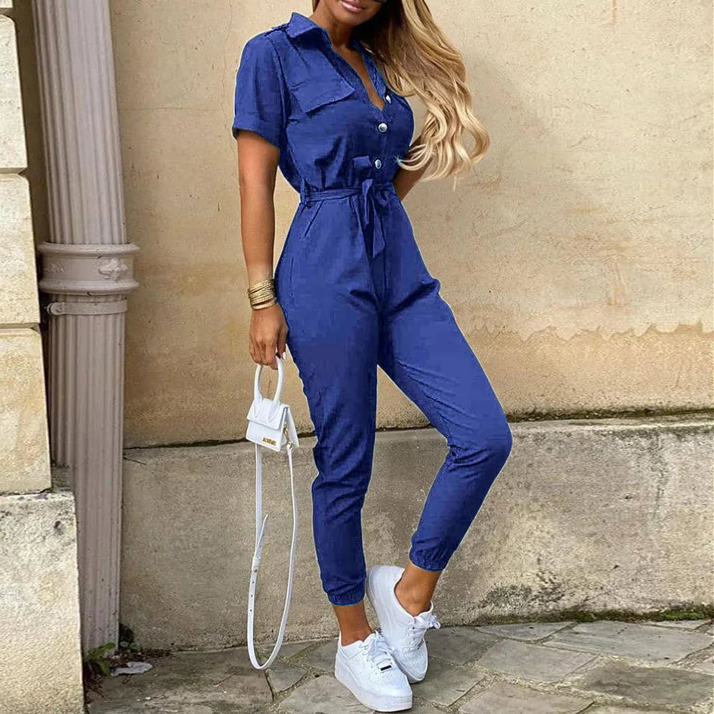 LOVITA | Stylish Collared Jumpsuit for Effortless Elegance - Lizabella Fashion