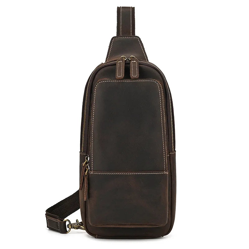 Jaxxon | Men's Retro Genuine Crazy Horse Leather Anti-theft Crossbody Chest Bag