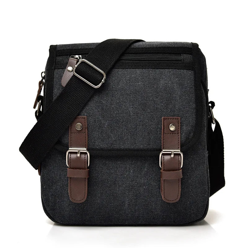 Raul | Small Multi-Pocket Canvas Crossbody Messenger Bag