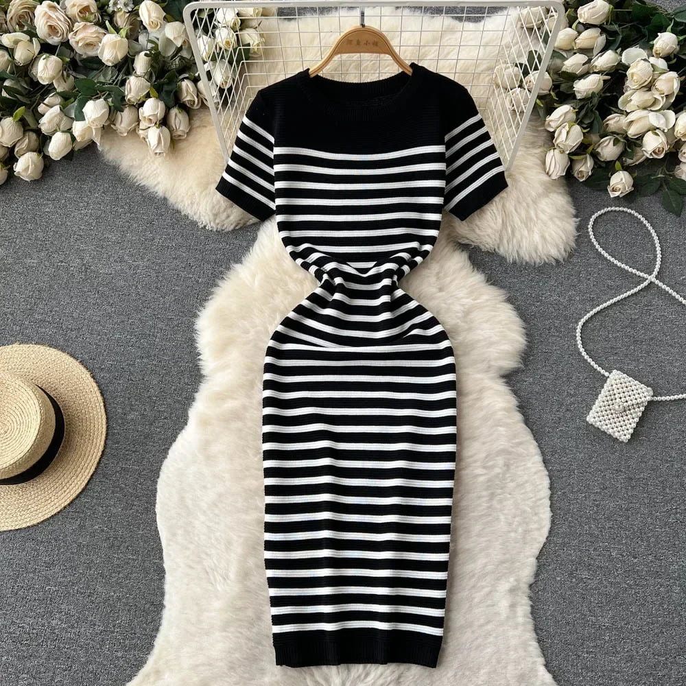 ADELINE | Striped Knit Beach Dress