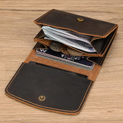 Zhuri | Vintage Bifold Cow Leather Travel Wallet with Snap Button