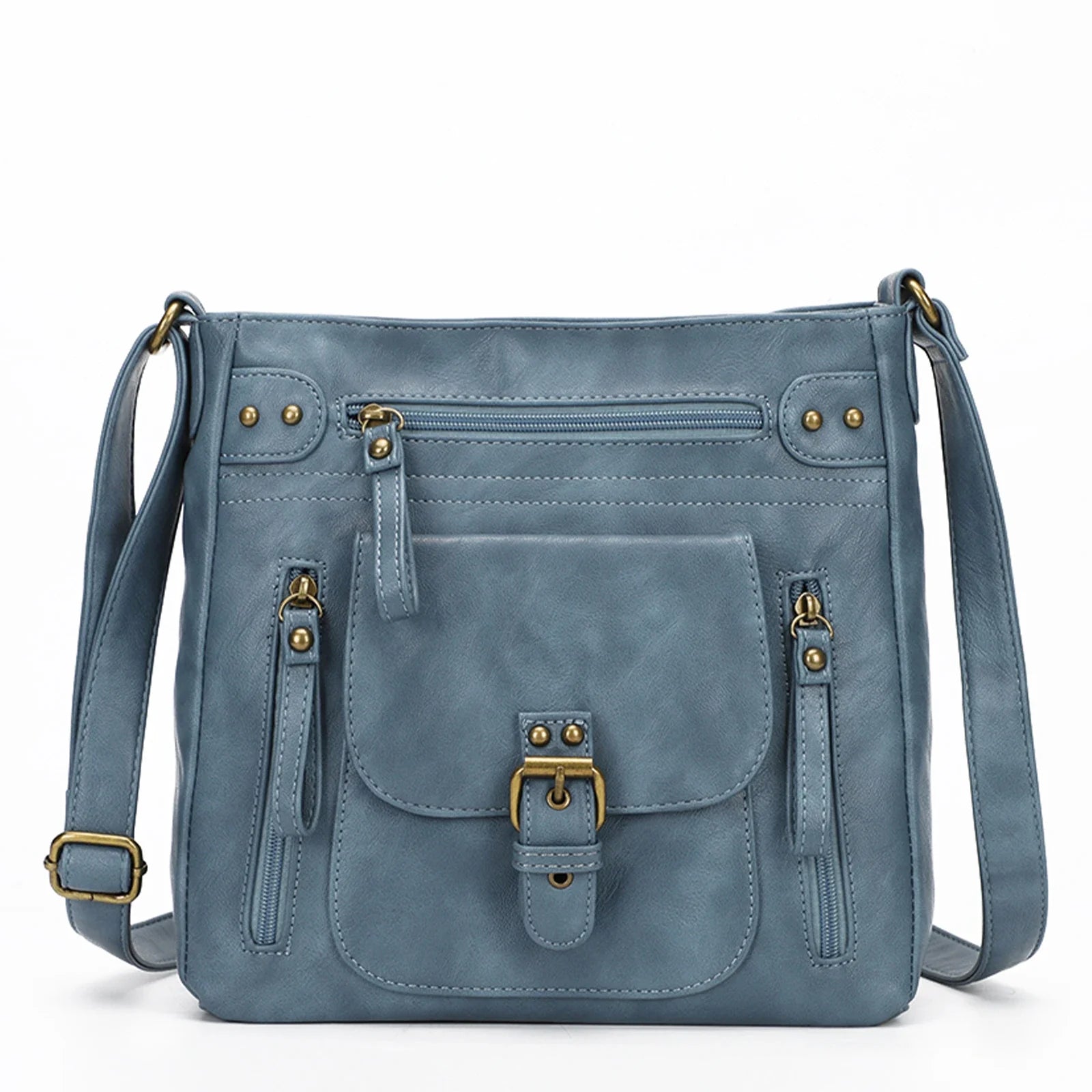 Angie | Women's Multi-Pocket Leather Crossbody Messenger Bag