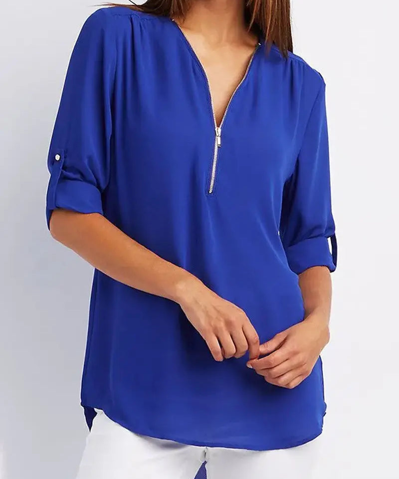 Sophisticated V-Neck Blouse - SARAH Collection - Lizabella Fashion