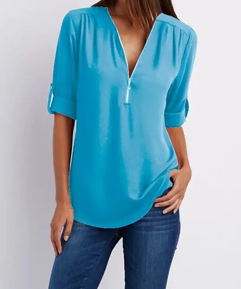 Sophisticated V-Neck Blouse - SARAH Collection - Lizabella Fashion